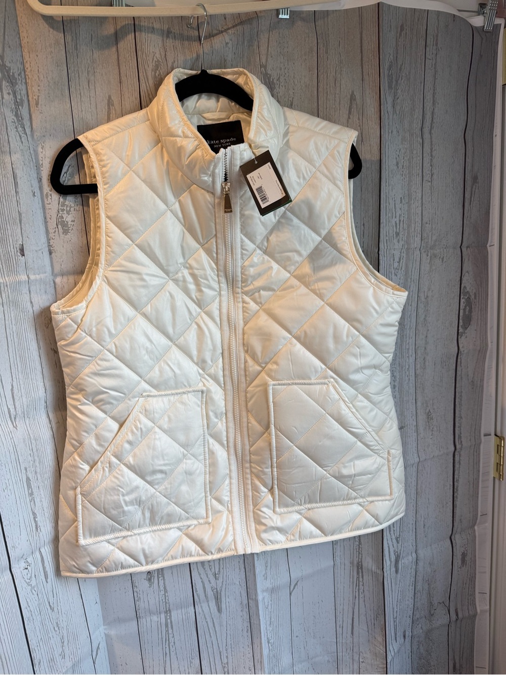 Kate Spade Quilted Cream Puffer Vest NWT